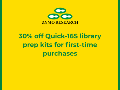 Get 30% off first-time purchases of Zymo Quick 16S kits