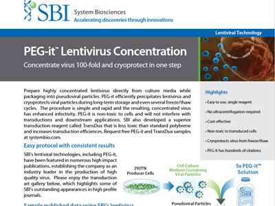 System Biosciences PEG-it lentivirus concentration brochure