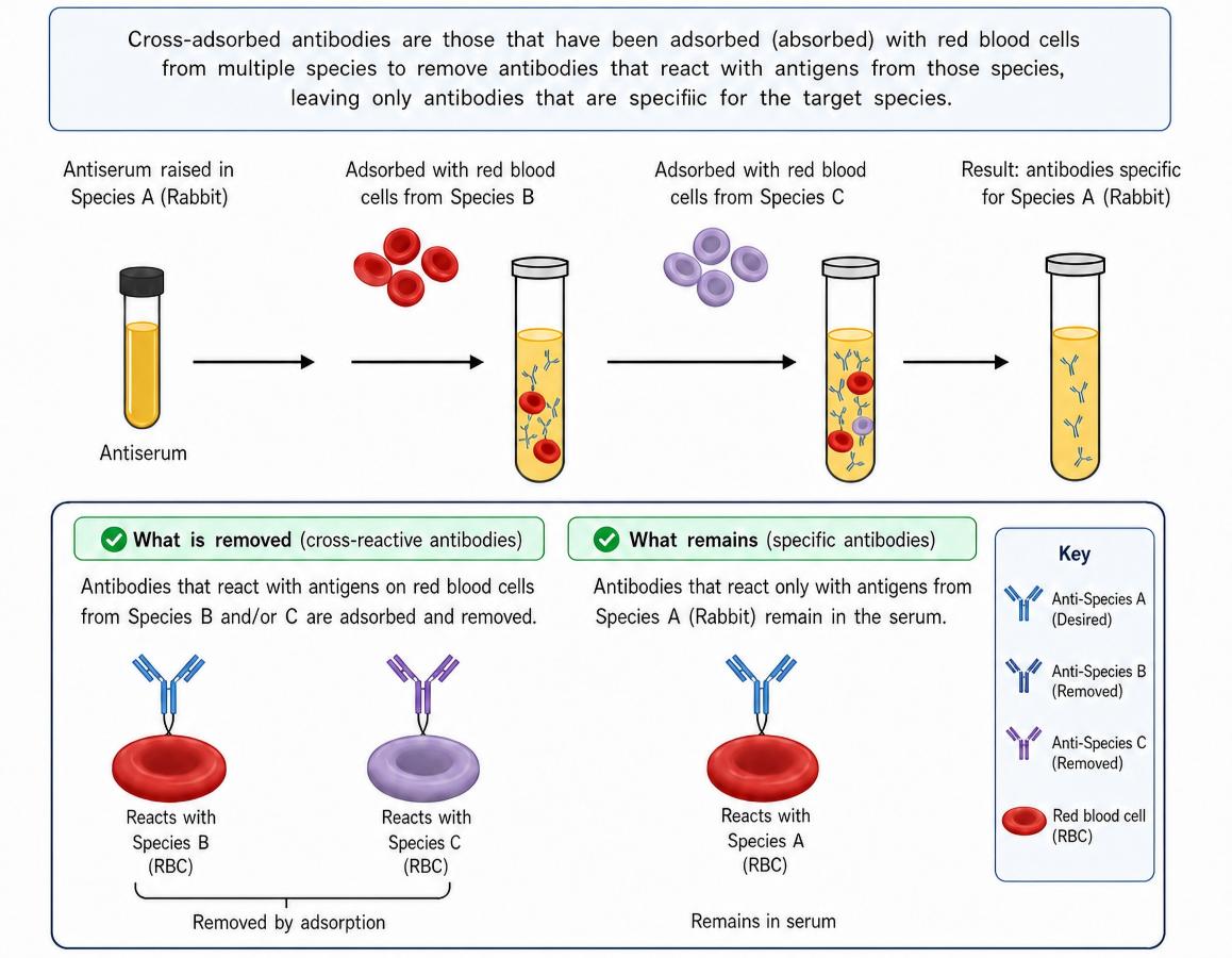 Creation of cross-adsorbed antibodies